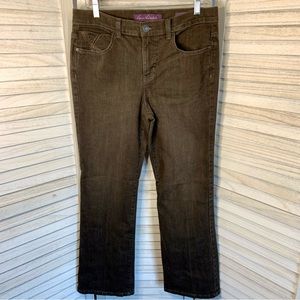 Gloria Vanderbilt Alana Embellished Pockets Brown Bootcut Denim Jeans Petite